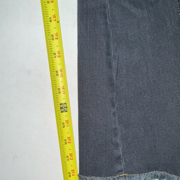 Allegra K High Waisted Wide Leg Size XS Baggy Frayed Boho Jeans NWT Dark Gray - Picture 5 of 10